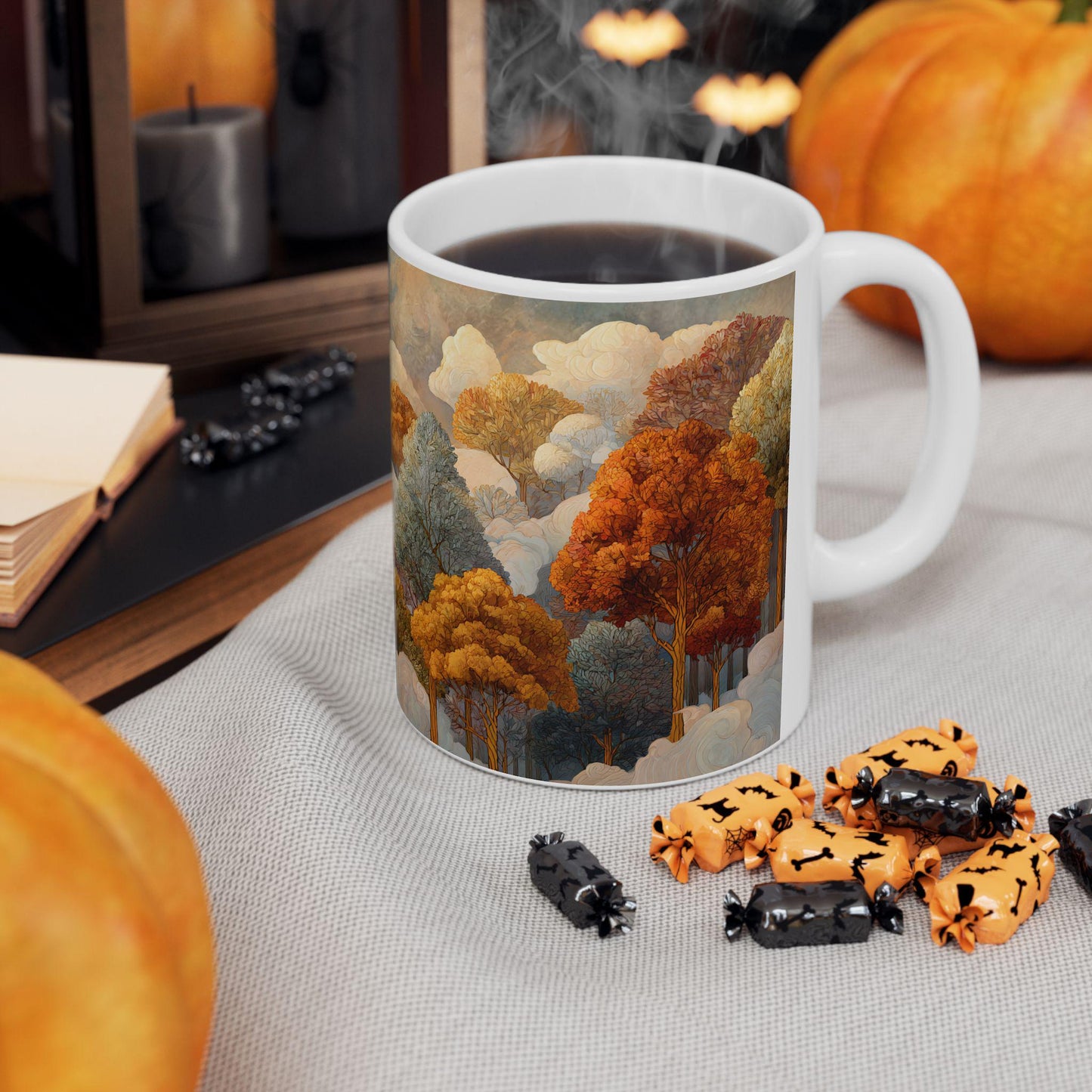 Artistic Autumn Forest Ceramic Mug | Dreamy Cloud Nature Coffee Cup