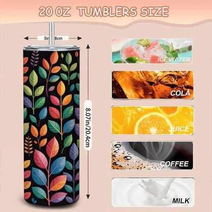 20oz Straight Stainless Steel Tumbler with Straw（Made in USA)