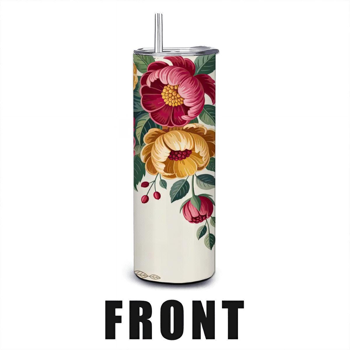 20oz Straight Stainless Steel Tumbler with Straw（Made in USA)