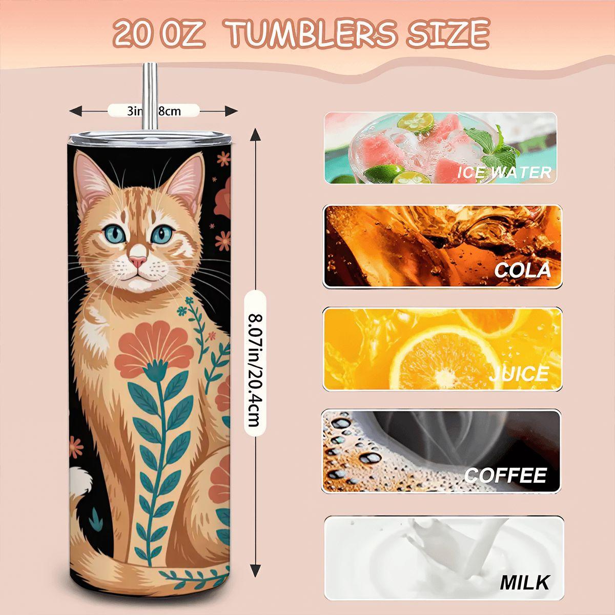 20oz Straight Stainless Steel Tumbler with Straw（Made in USA)