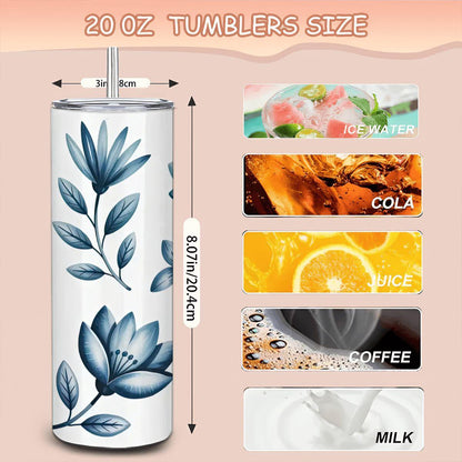 20oz Straight Stainless Steel Tumbler with Straw（Made in USA)